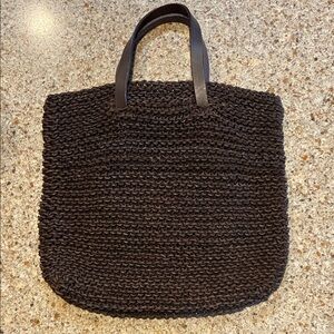 ANGLO  Brown Leather Knit Woven Bag